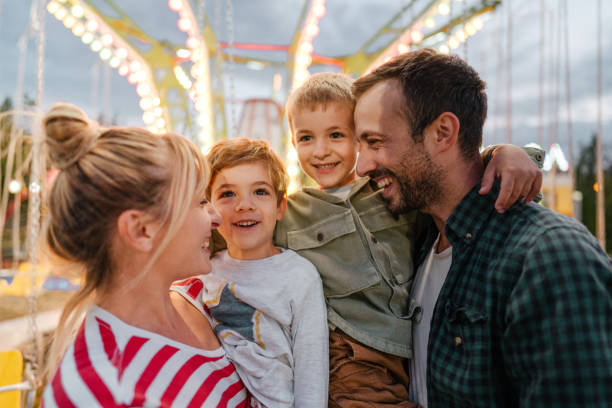 Family enjoying theme park