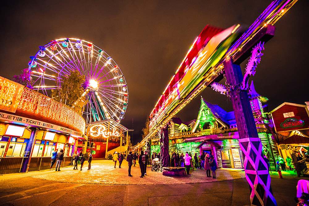 Theme park at night